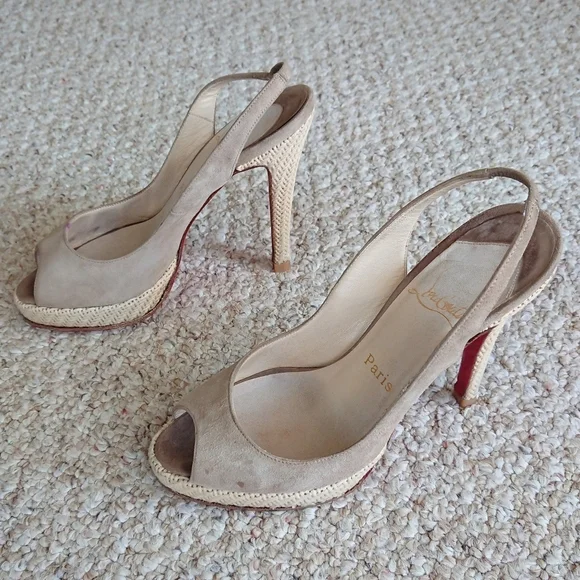 Christian Louboutin Tan Slingback Sandals